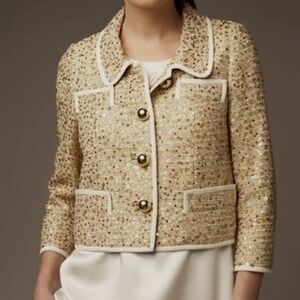Kate Spade Size 8 Gold Sequin “Addie” Blazer Tweed Blazer./ Jacket